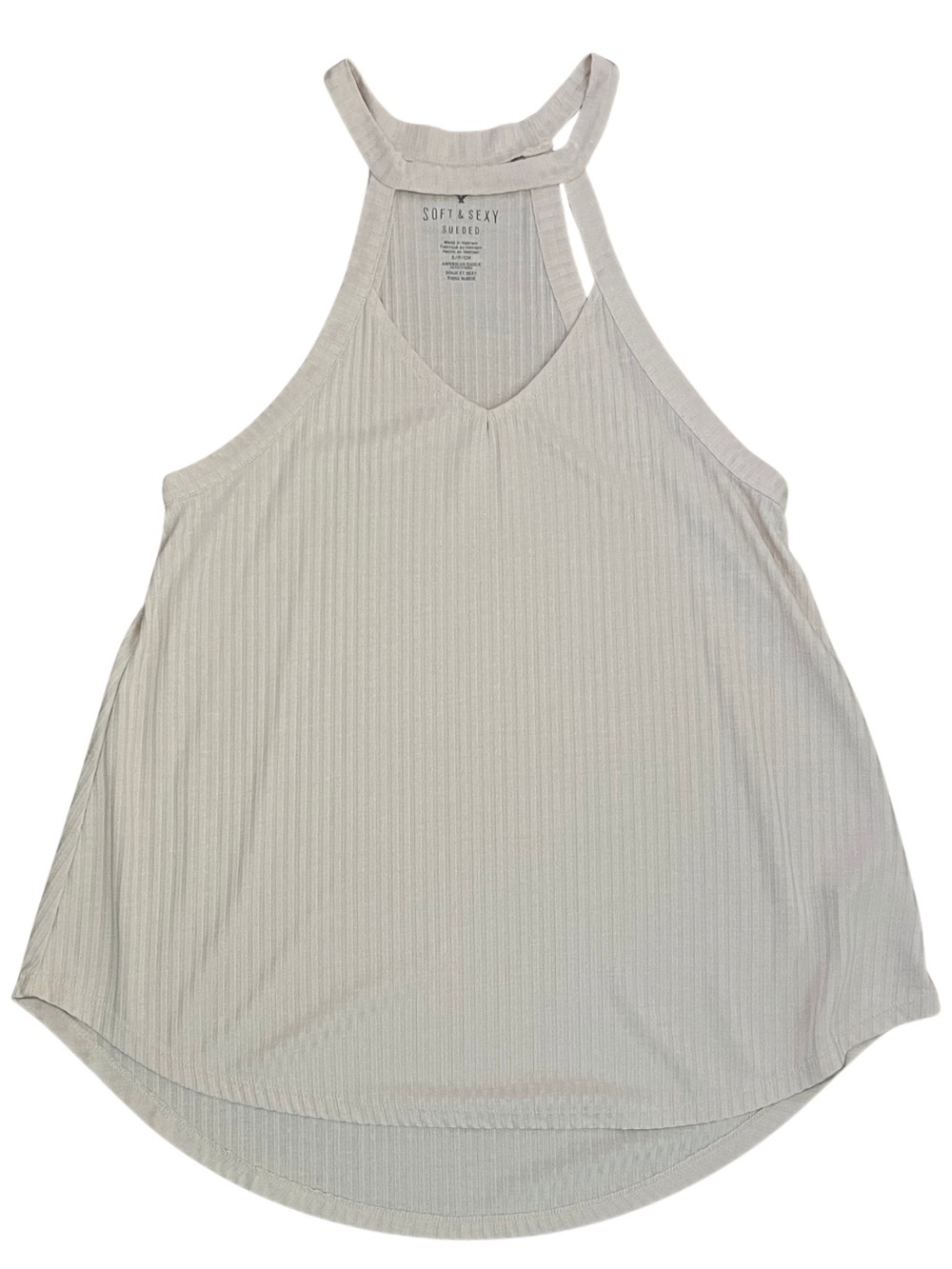 American Eagle Soft & Sexy Sueded Ribbed High Neck Tank Top Small